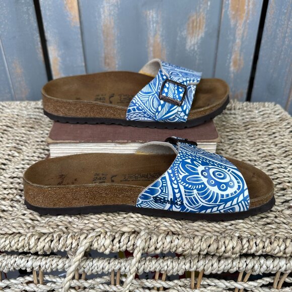 Birkenstock Birki's Catalina Sandals Blue White Sz L7-7.5, M5, EU 38 - Picture 5 of 16